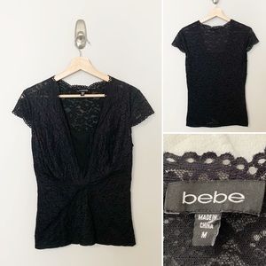 #8 - Bebe Black Lace Sleeveless Blouse - SZ M